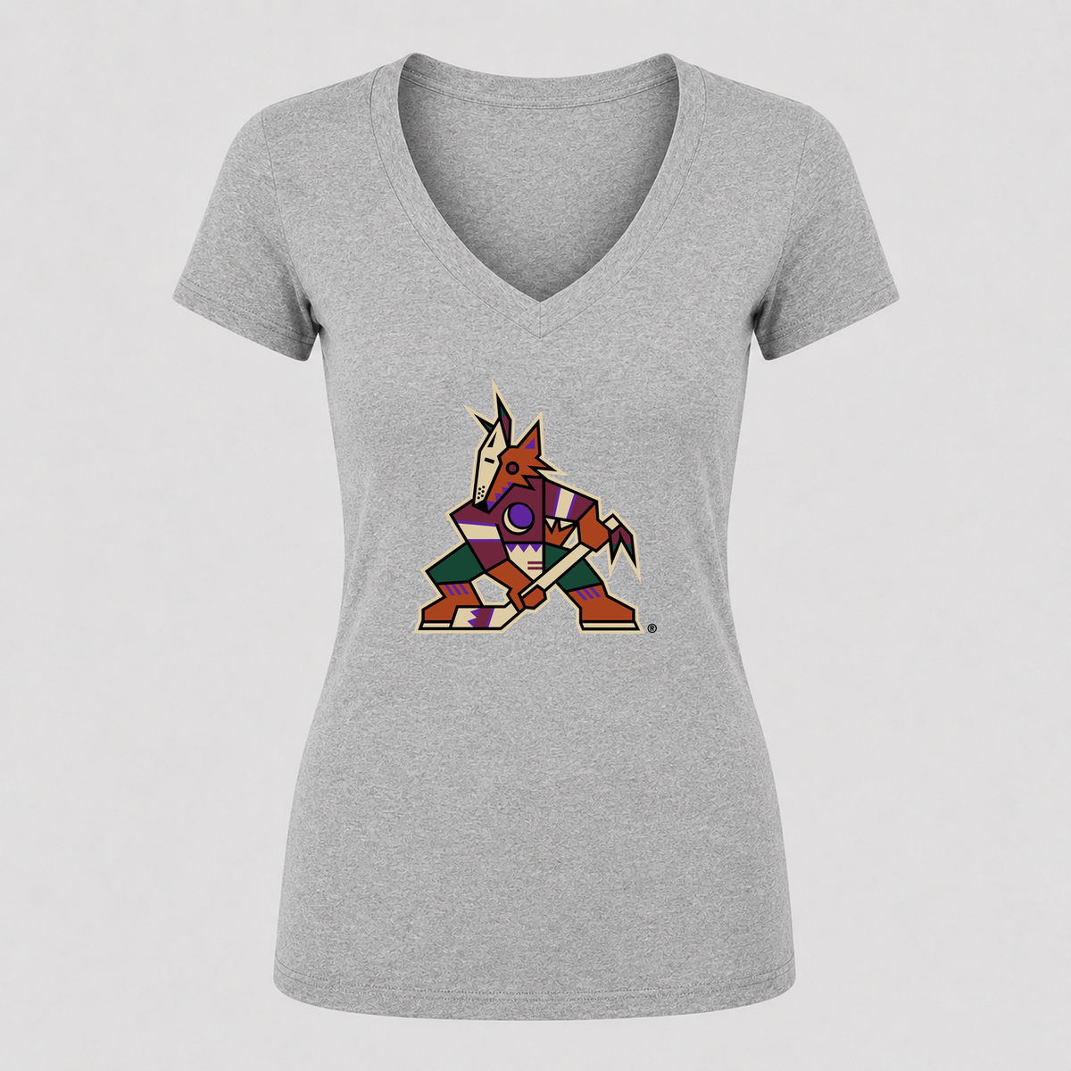 Women's Arizona Coyotes V Neck T-Shirt in gray
