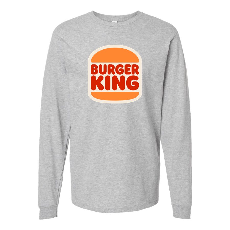 Men's Burger King Long sleeves Cotton Blend T-Shirt - Gray