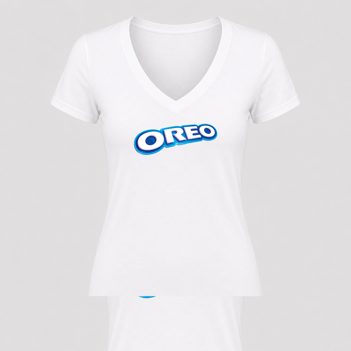 Women's Oreo V Neck T-Shirt in white