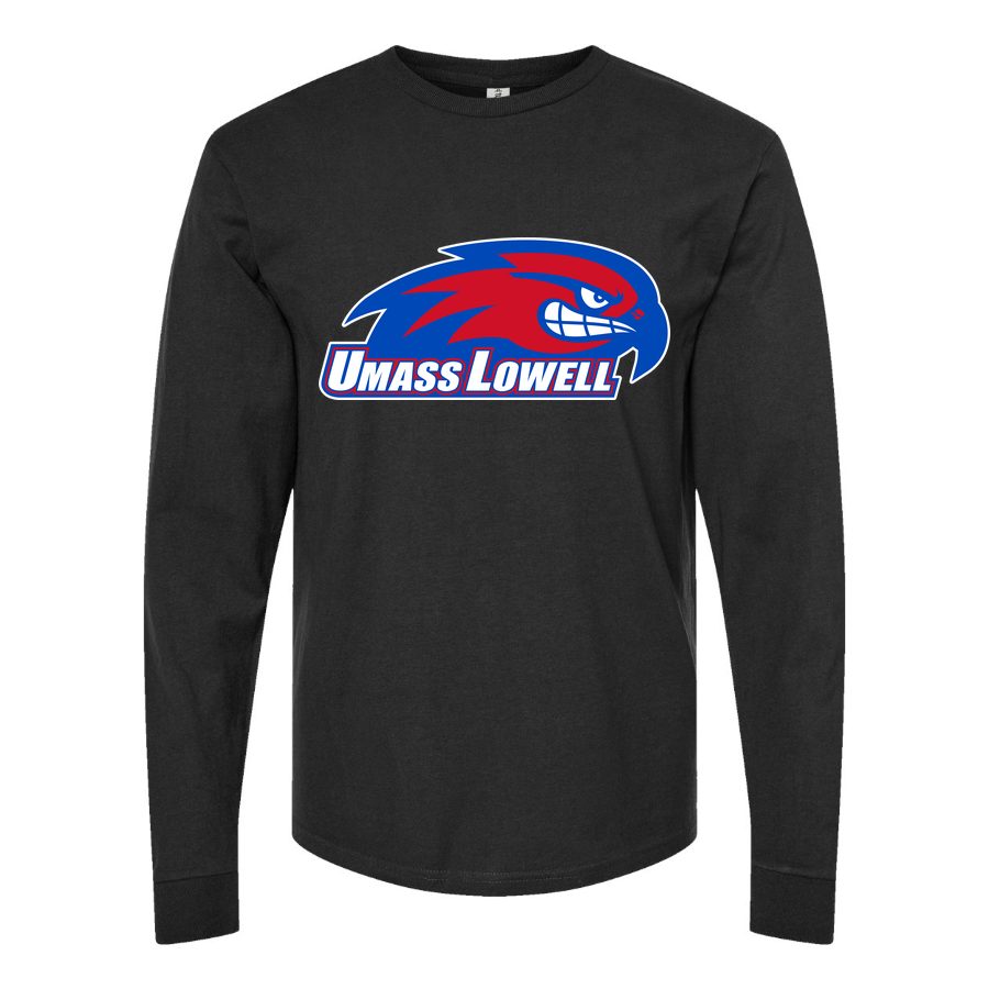 Men's UMass Lowell River Hawks Logo Long sleeves Cotton Blend T-Shirt - Black