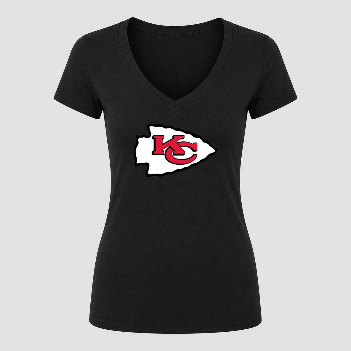 Women's Kansas City Chiefs V Neck T-Shirt in black