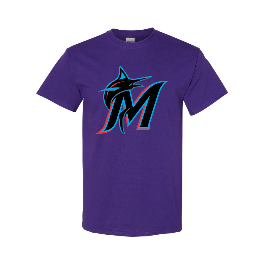 Men's Miami Marlins Cotton T-Shirt - Purple