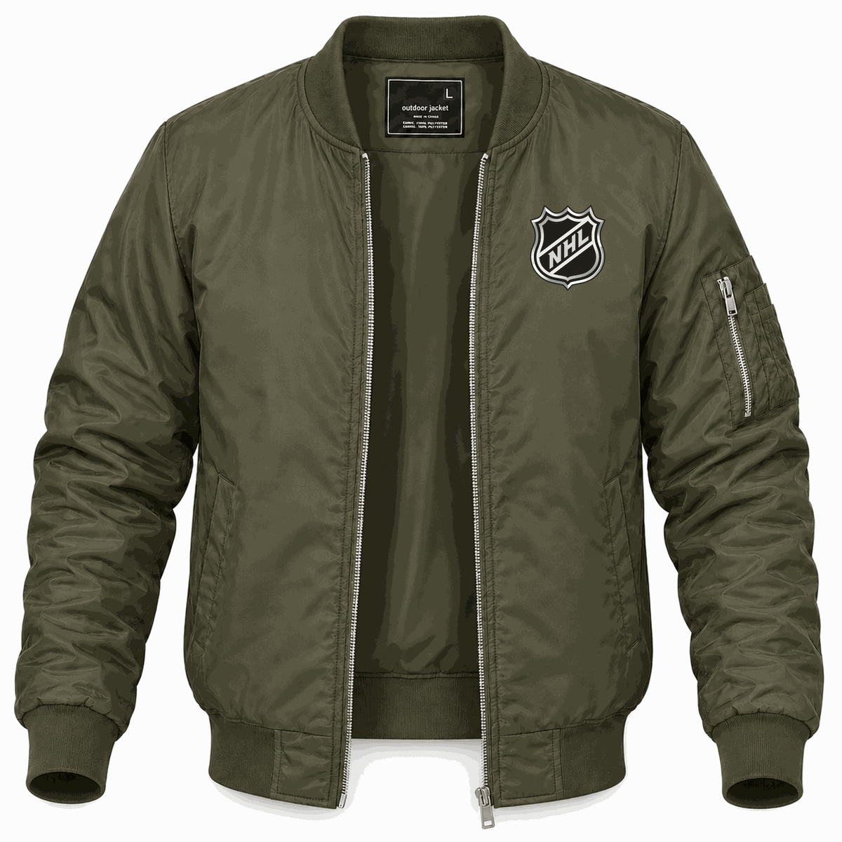 Men's NHL Shield Lightweight Bomber Jacket - Army Green