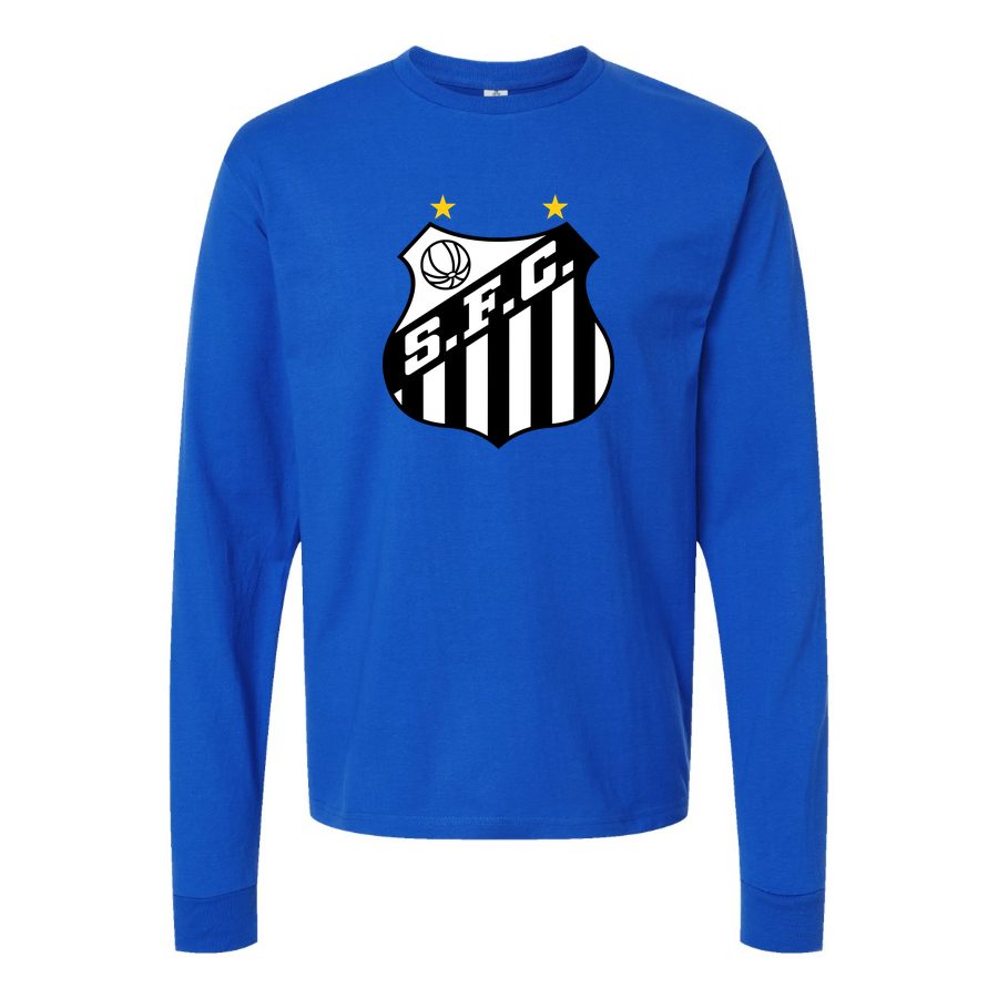 Men's Santos FC Long sleeves Cotton Blend T-Shirt - Blue