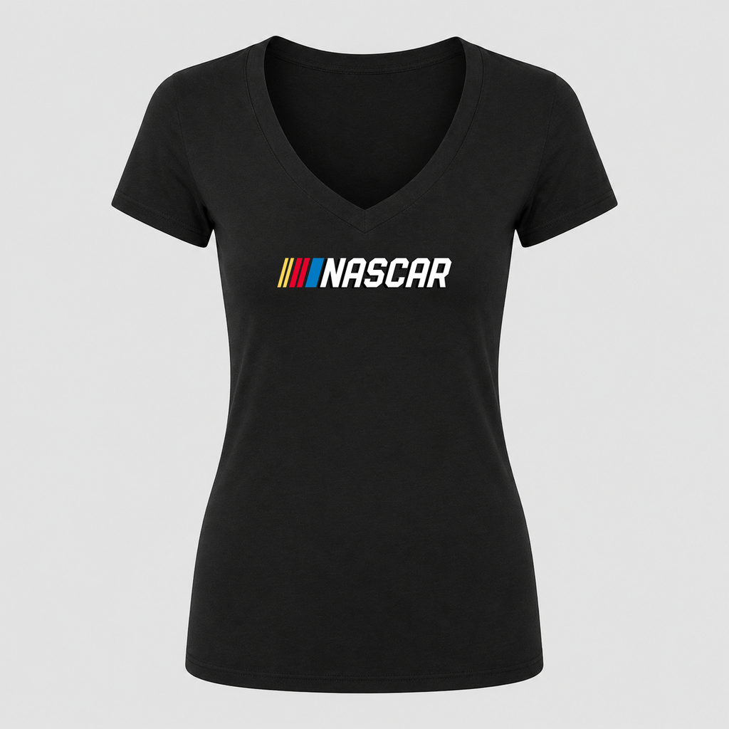 Women's NASCAR V Neck T-Shirt in black