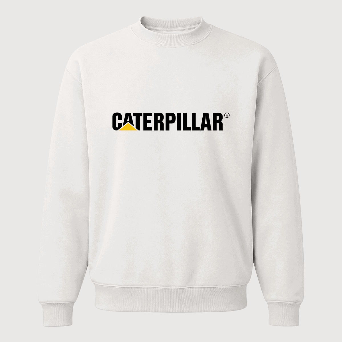 Men's Caterpillar Black Logo Crewneck Sweatshirt - White