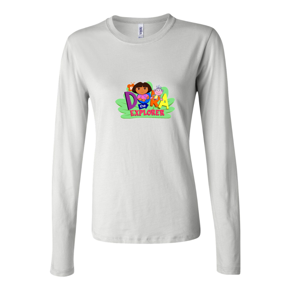 Women's Dora the Explorer Logo PNG 001 Long Sleeve T-Shirt - White