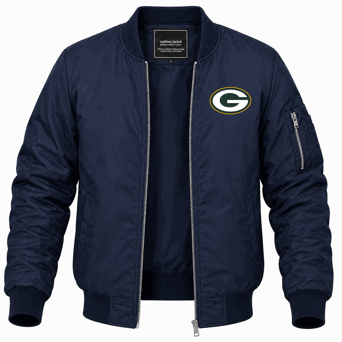 Men's Green Bay Packers Lightweight Bomber Jacket - Navy