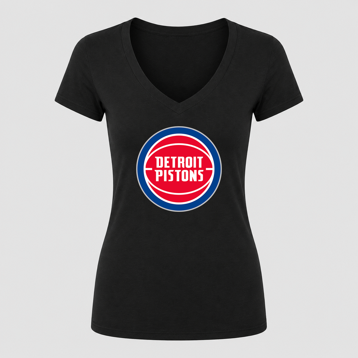 Women's Detroit Pistons V Neck T-Shirt in black