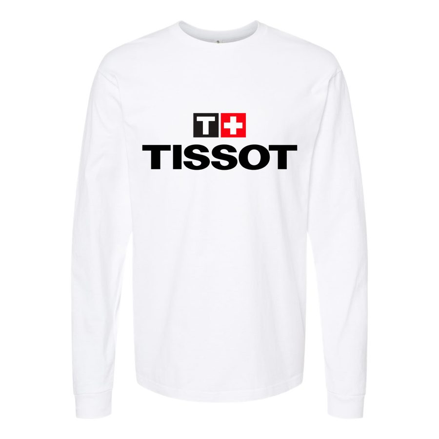 Men's Tissot Long sleeves Cotton Blend T-Shirt - White
