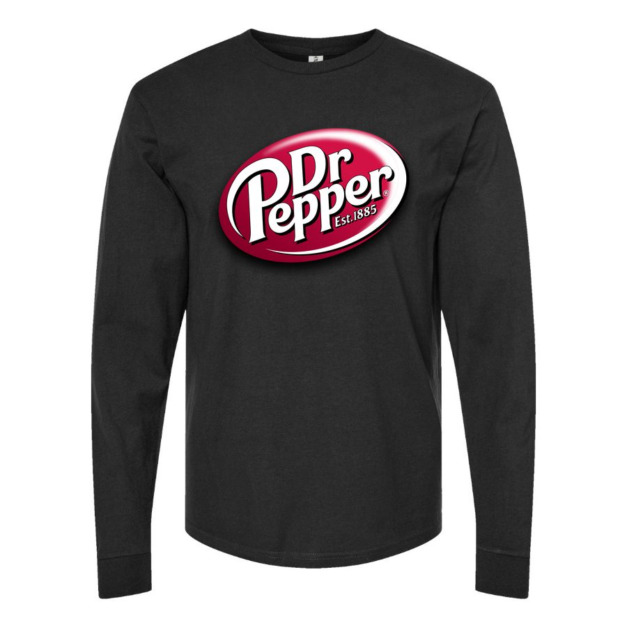 Men's dr-pepper-logo-png-transparent-1024x789 Long sleeves Cotton Blend T-Shirt - Black
