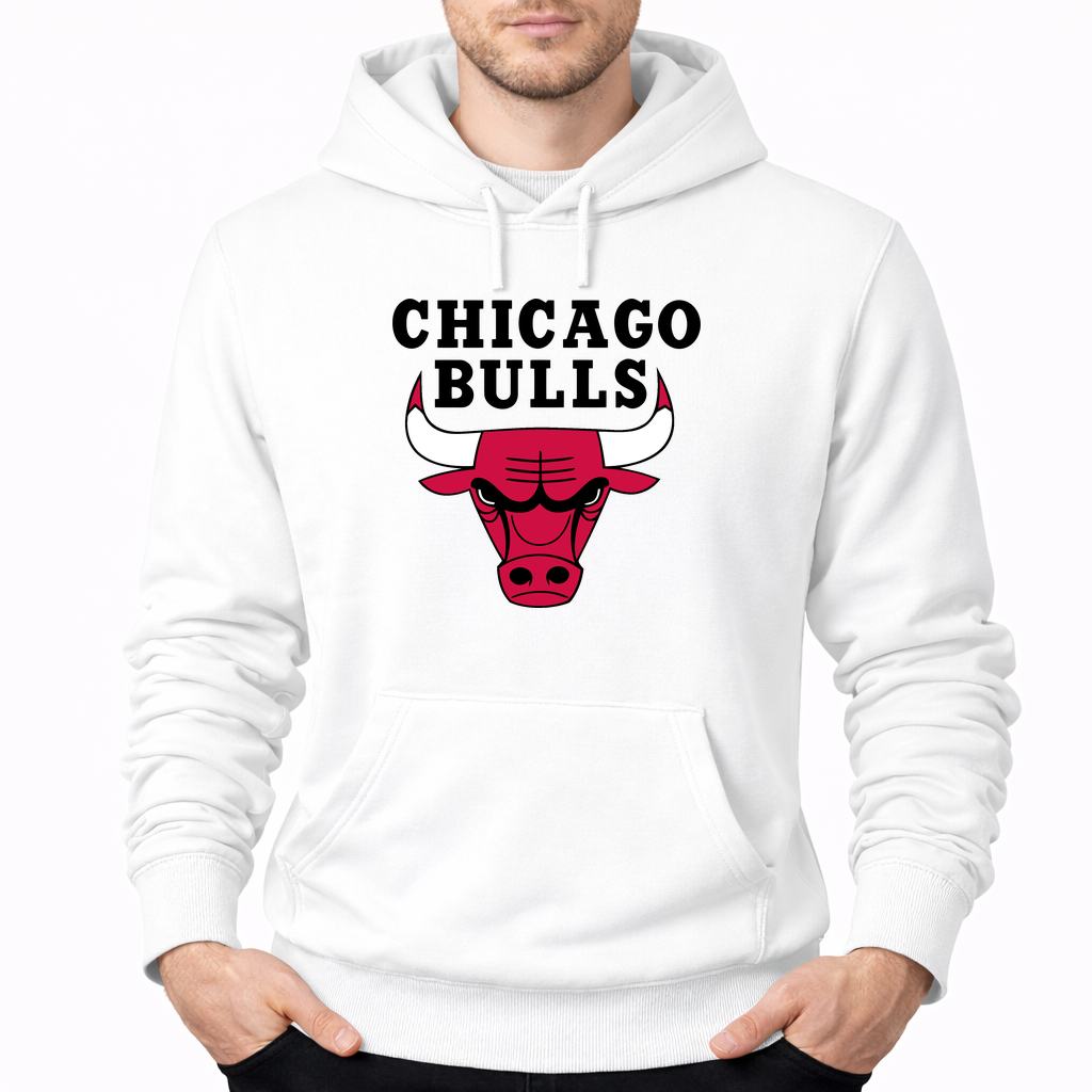 Men's Chicago bulls black Pullover Hoodie - White