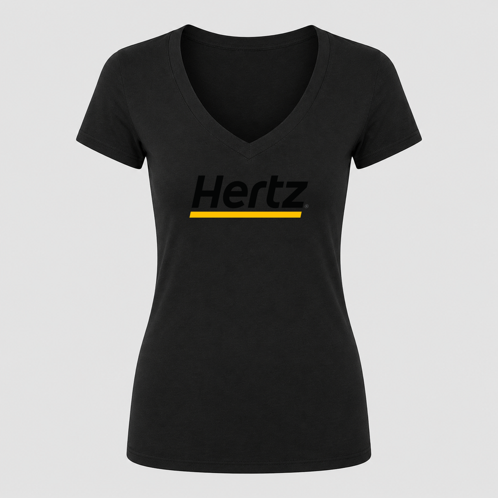 Women's Hertz V Neck T-Shirt in black