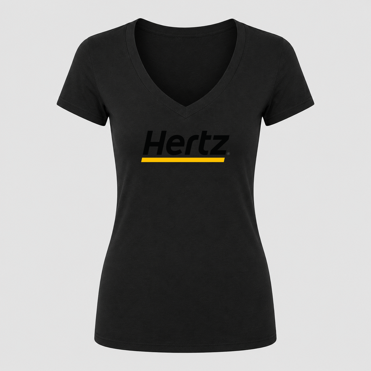 Women's Hertz V Neck T-Shirt in black