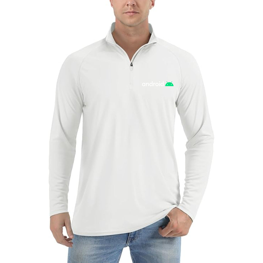 Android Logo White quarter-zip athletic shirt in White