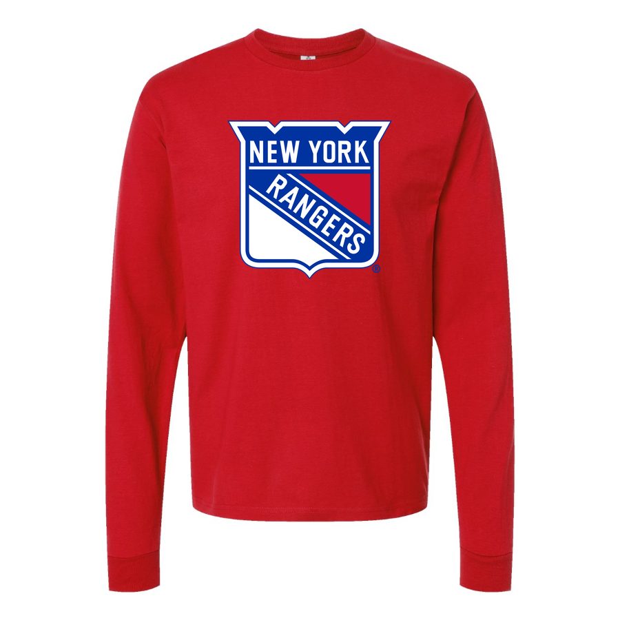 Men's New York Rangers Long sleeves Cotton Blend T-Shirt - Red