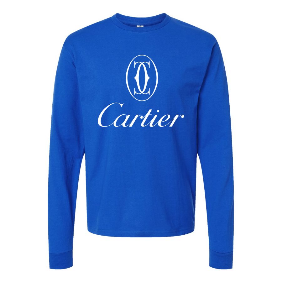 Men's Cartier white logo Long sleeves Cotton Blend T-Shirt - Blue