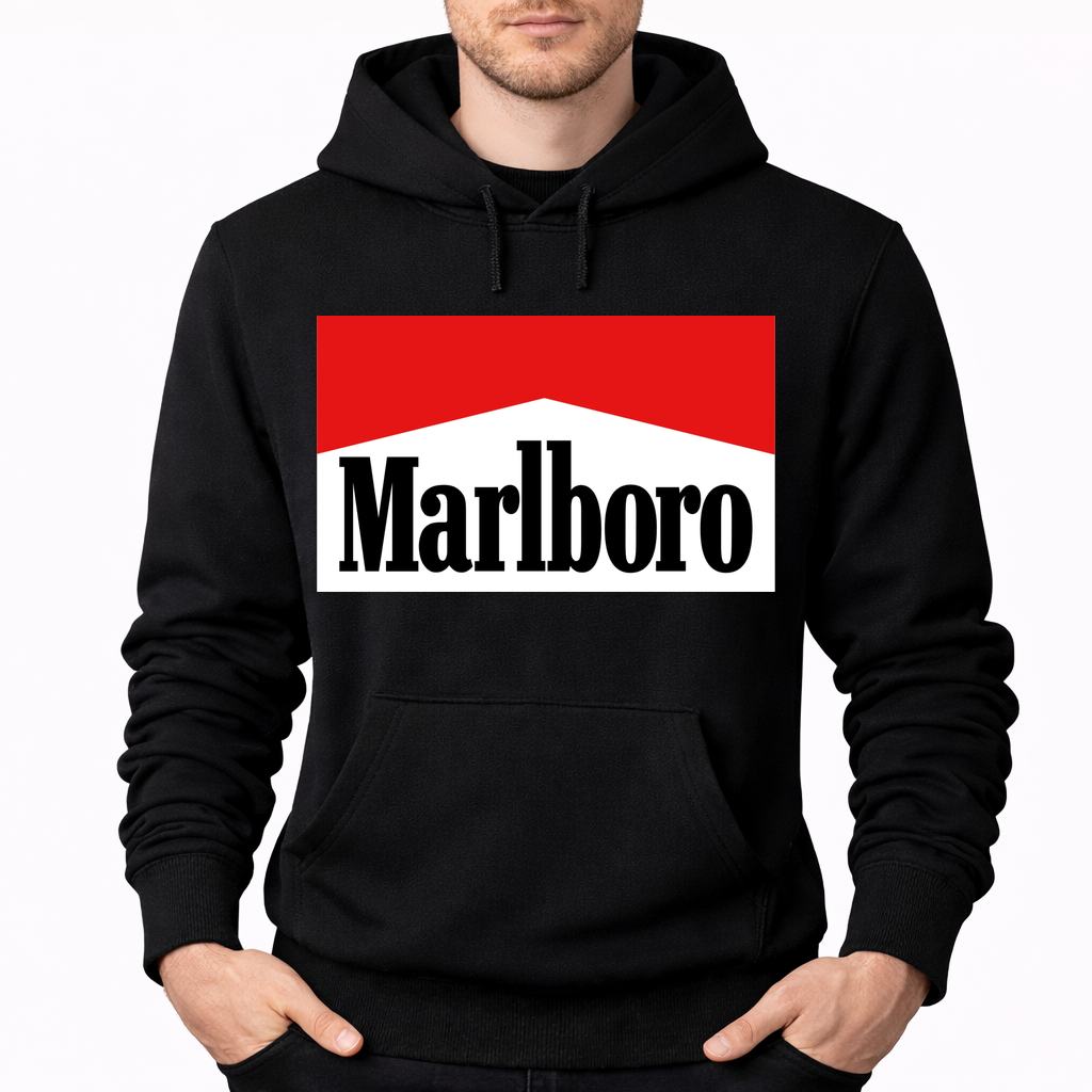 Men's Marlboro Pullover Hoodie - Black