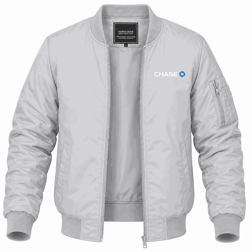 Men's Chase White Lightweight Bomber Jacket - Gray