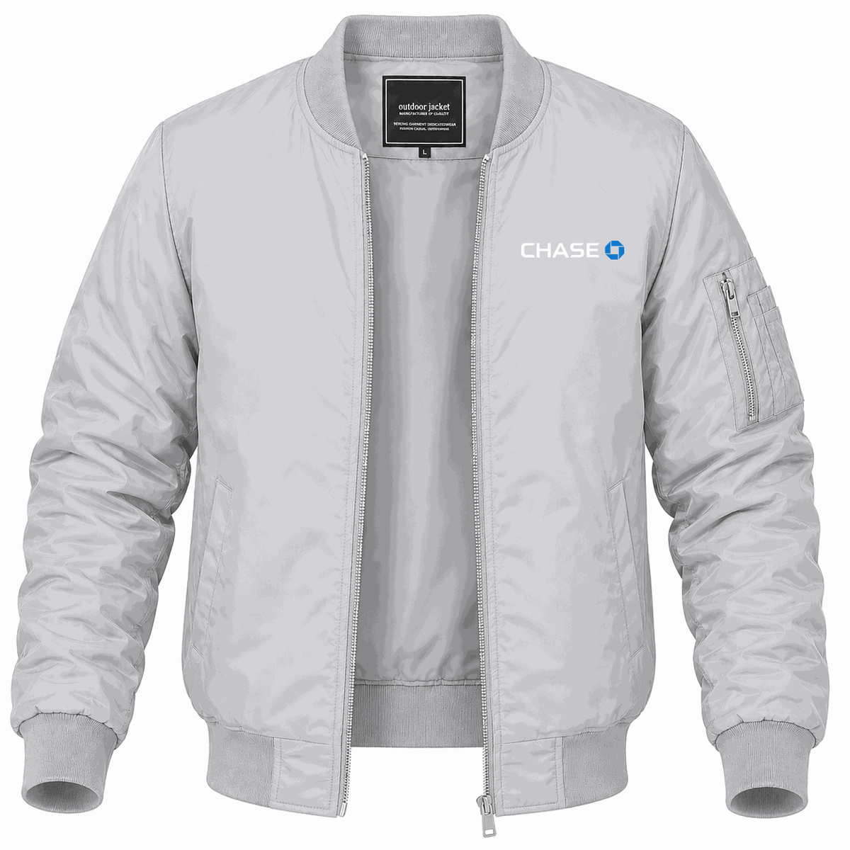Men's Chase White Lightweight Bomber Jacket - Gray