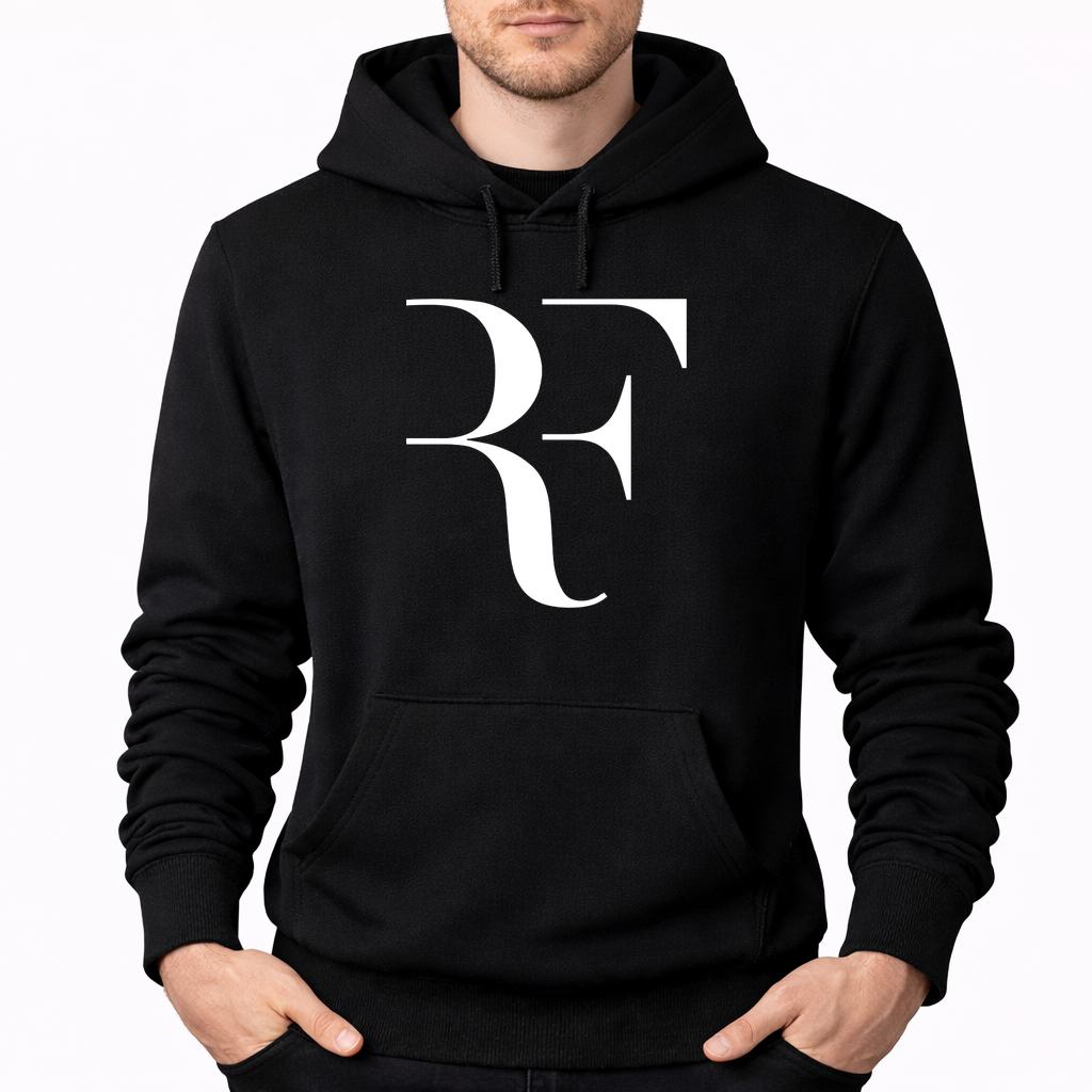 Men's Roger-Federer--white Pullover Hoodie - Black