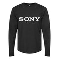 Men's Sony White Logo Long sleeves Cotton Blend T-Shirt - Black