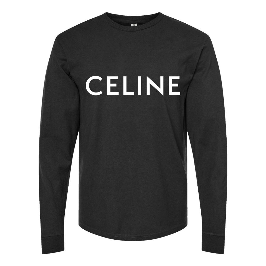 Men's Celine white Long sleeves Cotton Blend T-Shirt - Black