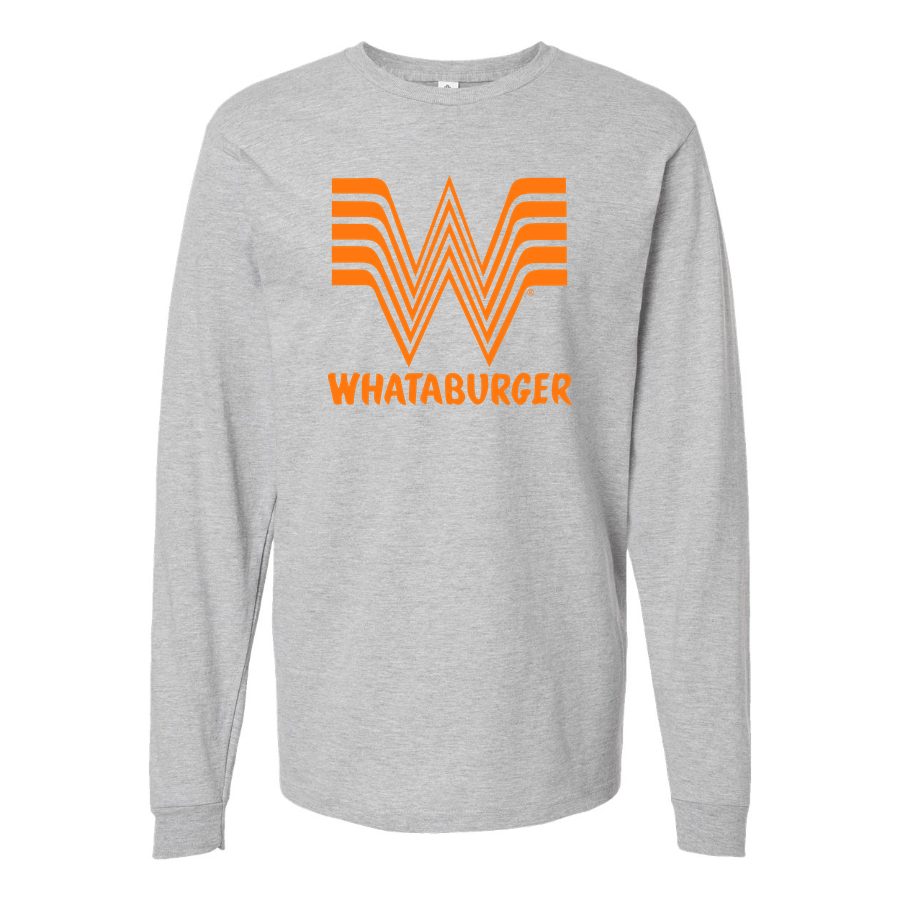 Men's whataburger-logo-png-transparent Long sleeves Cotton Blend T-Shirt - Gray