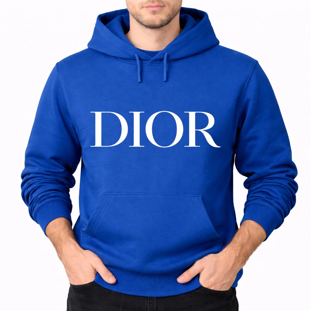 Men's Dior White Pullover Hoodie - Blue