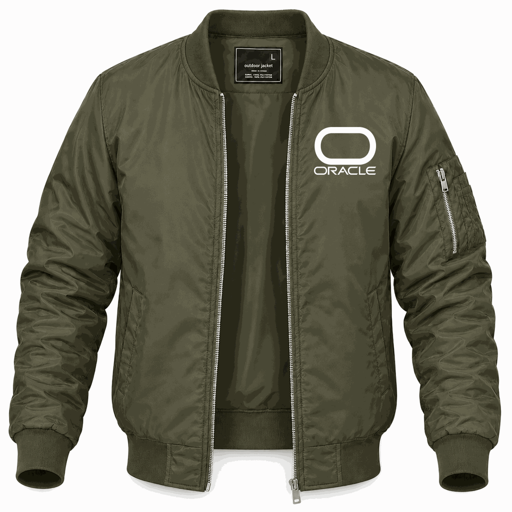 Men's Oracle White Lightweight Bomber Jacket - Army Green