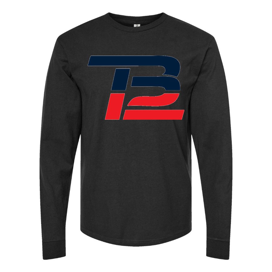 Men's Tom Brady 12 Long sleeves Cotton Blend T-Shirt - Black