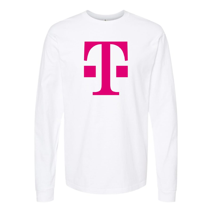 Men's T-Mobile-Logo-PNG-HD Long sleeves Cotton Blend T-Shirt - White