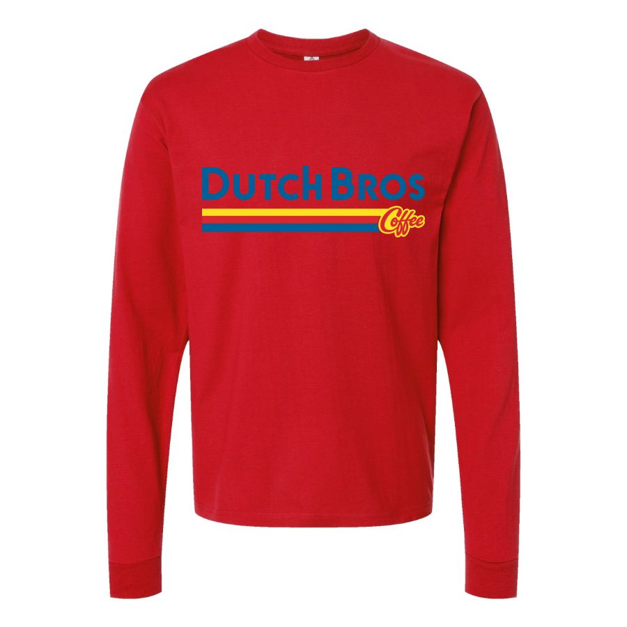 Men's Dutch Bros Coffee wordmark.svg Long sleeves Cotton Blend T-Shirt - Red
