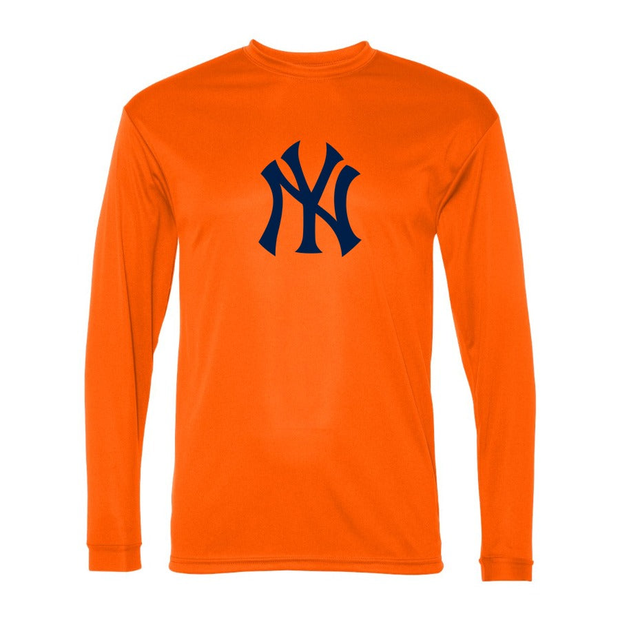 Men's New York Yankees Polyester Long Sleeve T-Shirt - Orange