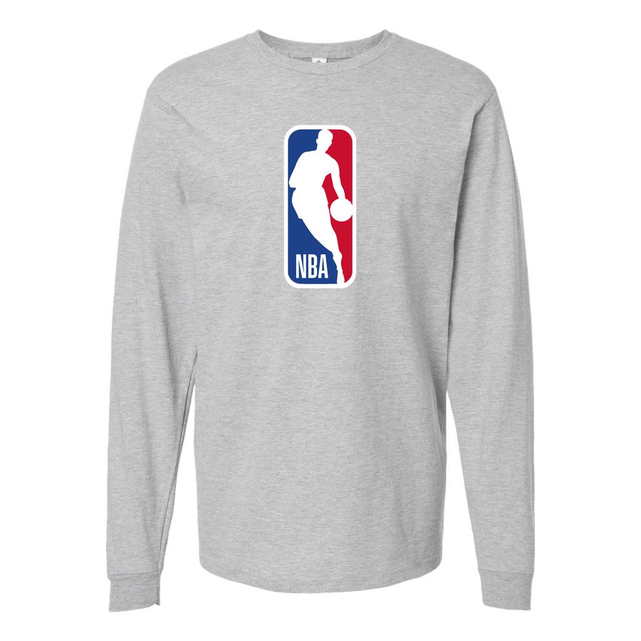 Men's nba Long sleeves Cotton Blend T-Shirt - Gray