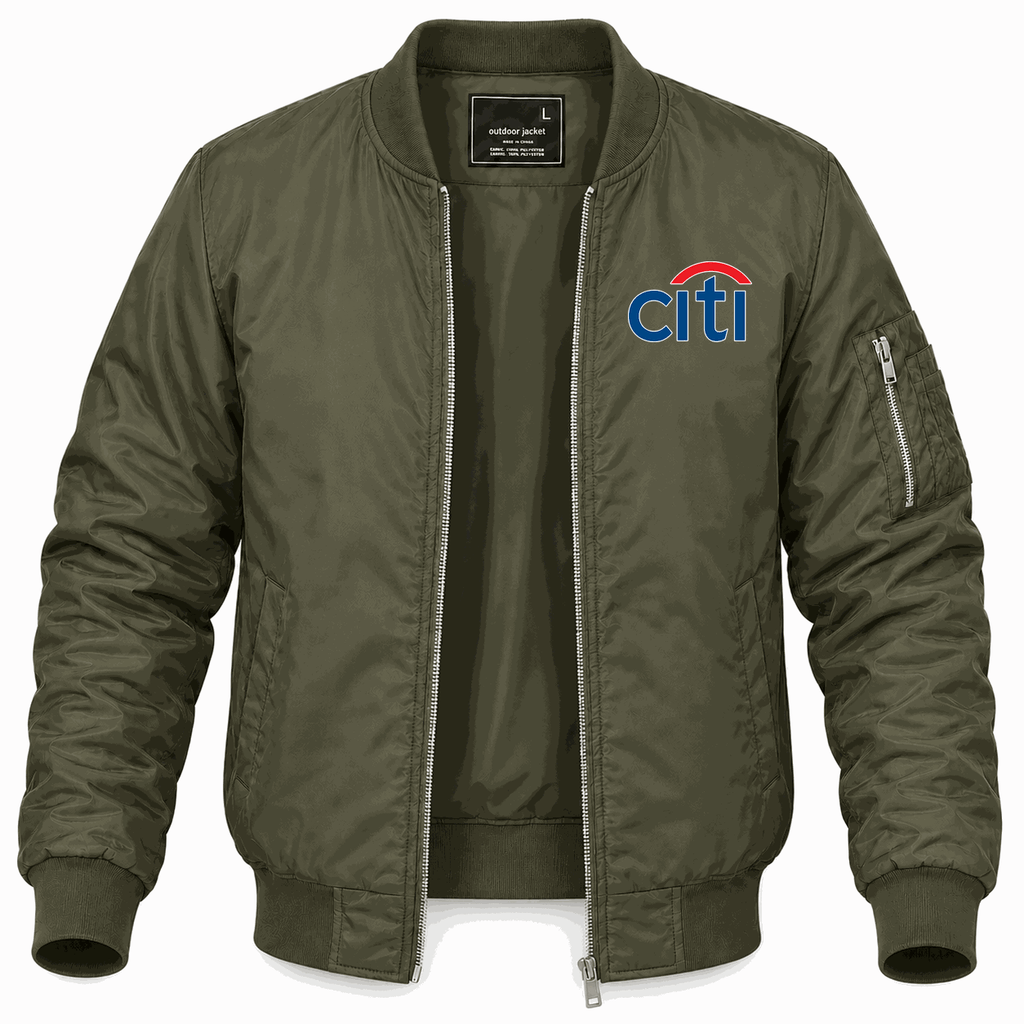Men's Citi Bank Lightweight Bomber Jacket - Army Green