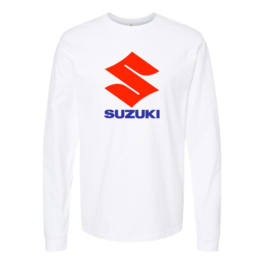 Men's Suzuki-Logo Long sleeves Cotton Blend T-Shirt - White