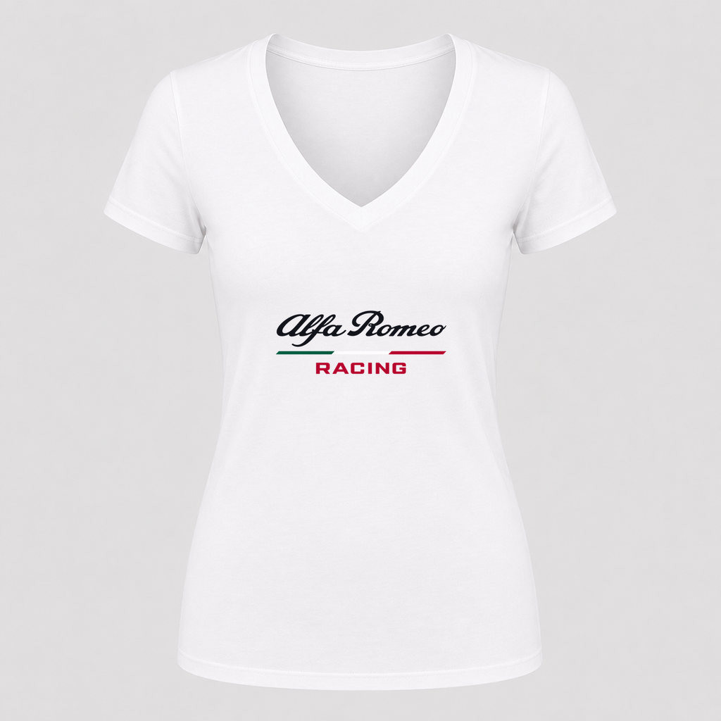 Women's Alfa Romeo Racing V Neck T-Shirt in white
