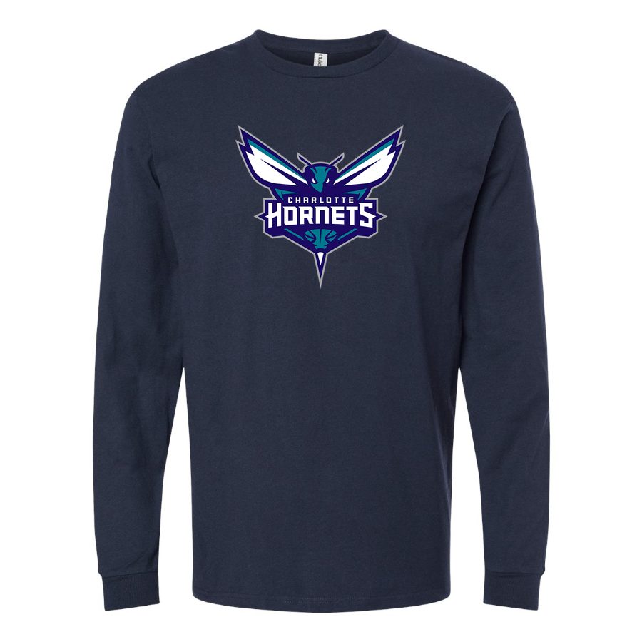 Men's Charlotte Hornets Long sleeves Cotton Blend T-Shirt - Navy