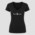 Women's Polo Ralph Lauren White Design V Neck T-Shirt in black