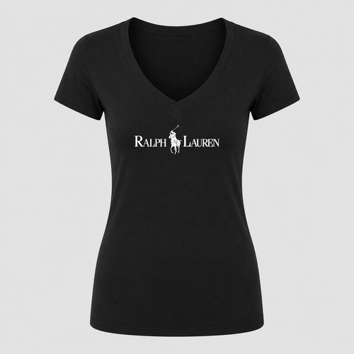 Women's Polo Ralph Lauren White Design V Neck T-Shirt