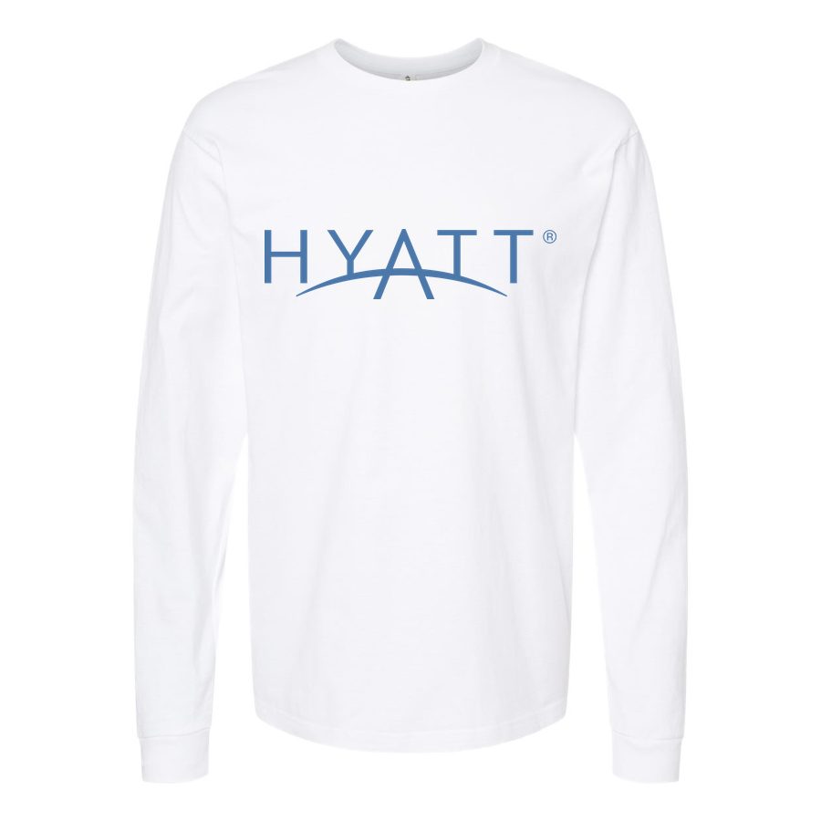 Men's Hyatt-Logo Long sleeves Cotton Blend T-Shirt - White