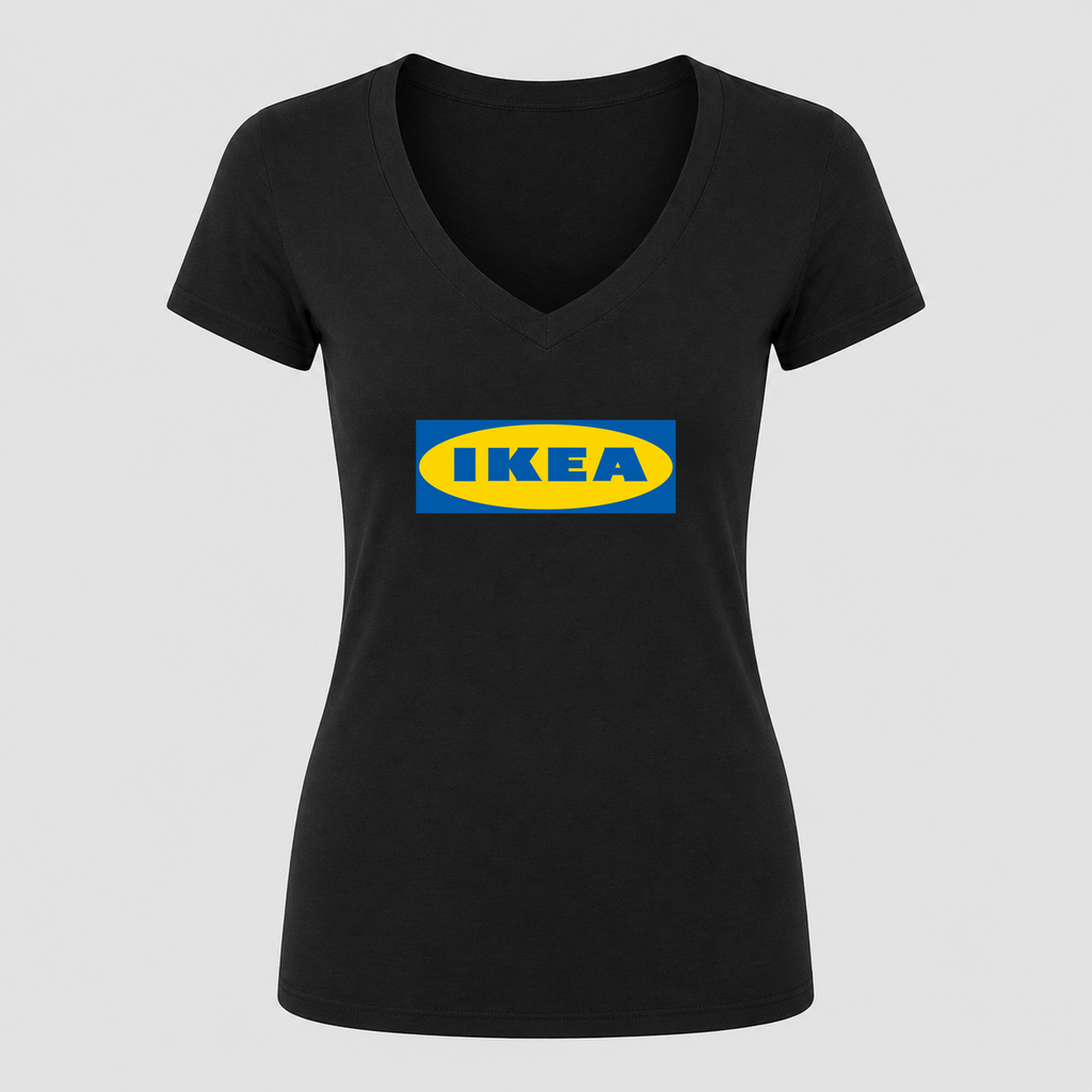 Women's IKEA V Neck T-Shirt in black
