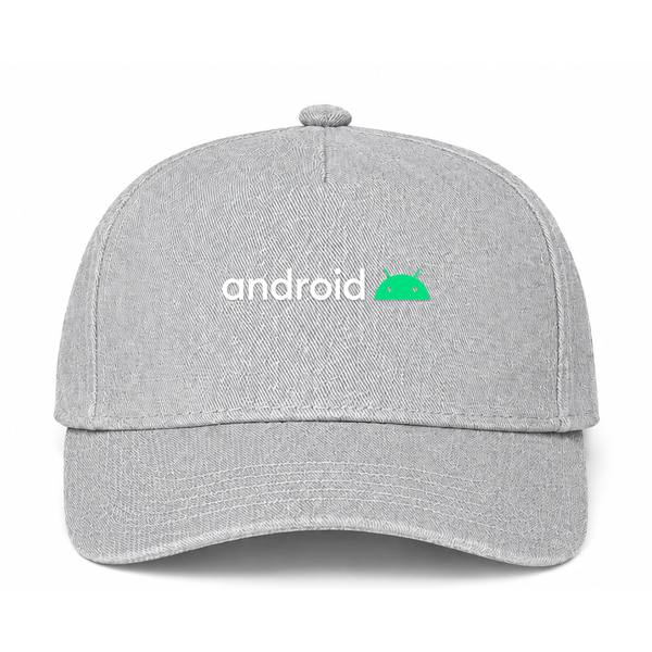 Android White Logo Gray Dad Baseball Cap Hat