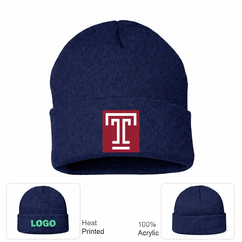 Temple Owls Navy Beanie Hat