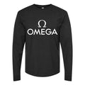 Men's Omega White Logo Long sleeves Cotton Blend T-Shirt - Black