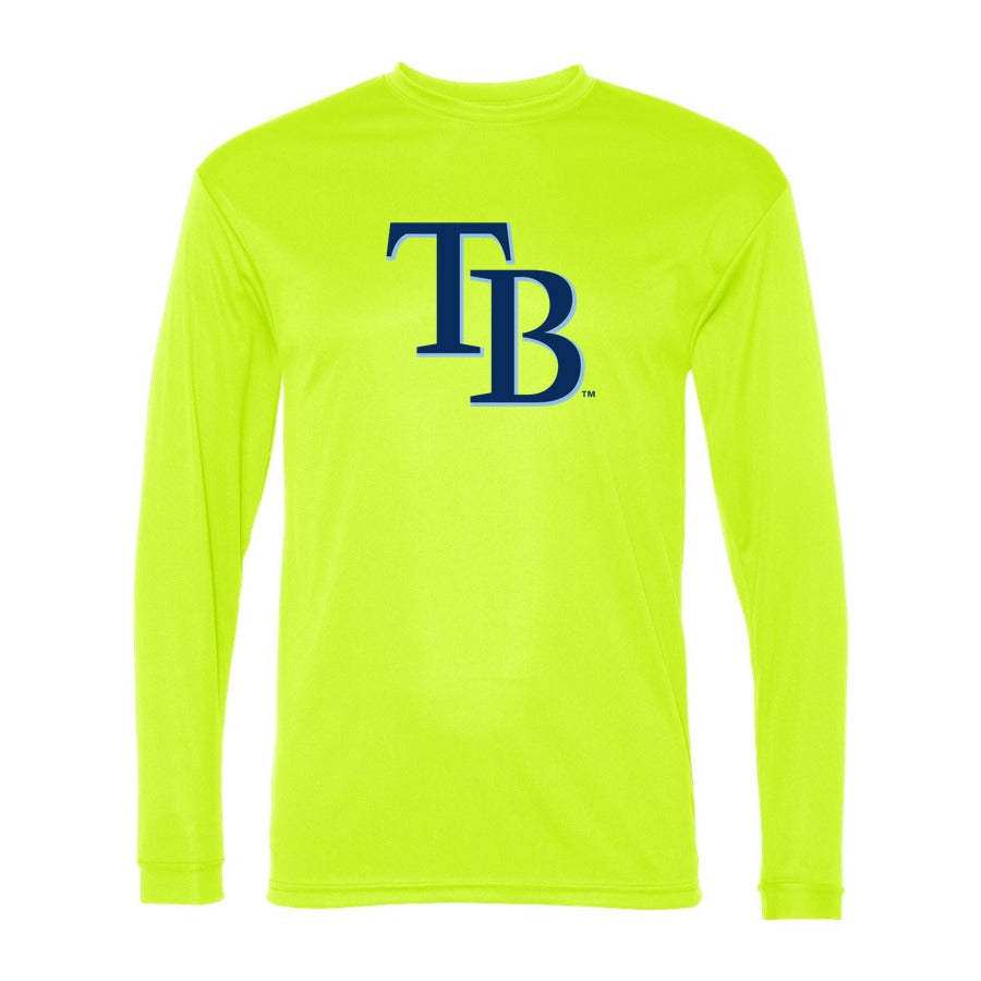Men's Tampa Bay Rays Polyester Long Sleeve T-Shirt - Safety Yellow