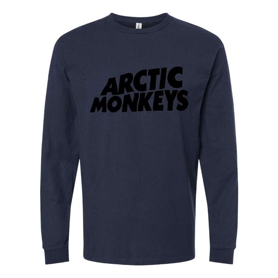 Men's Arctic-Monkeys-Logo Long sleeves Cotton Blend T-Shirt - Navy