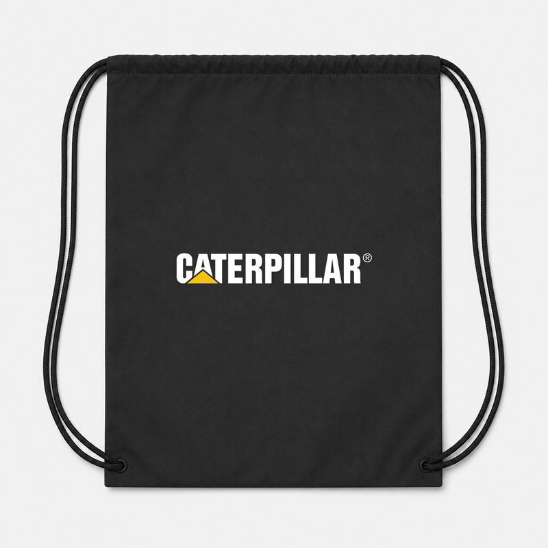 Caterpillar White Drawstring Bag - Black
