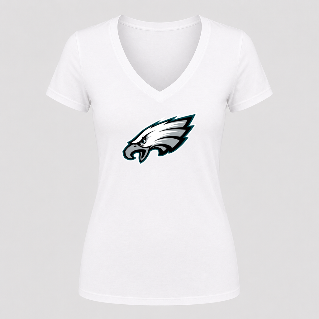 Women's Philadelphia Eagles V Neck T-Shirt in white
